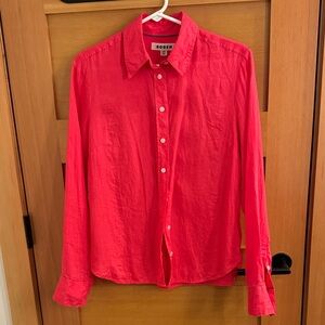 Boden women’s sienna linen shirt - bright pink 8R EUC